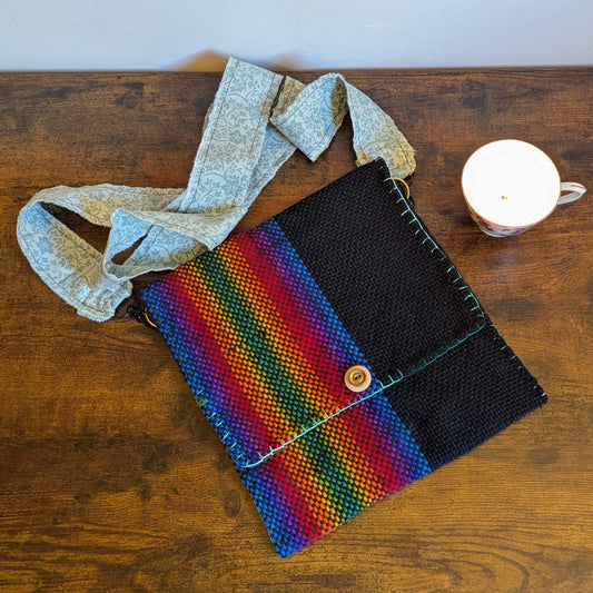 Rainbow Green Silk Handwoven Handbag