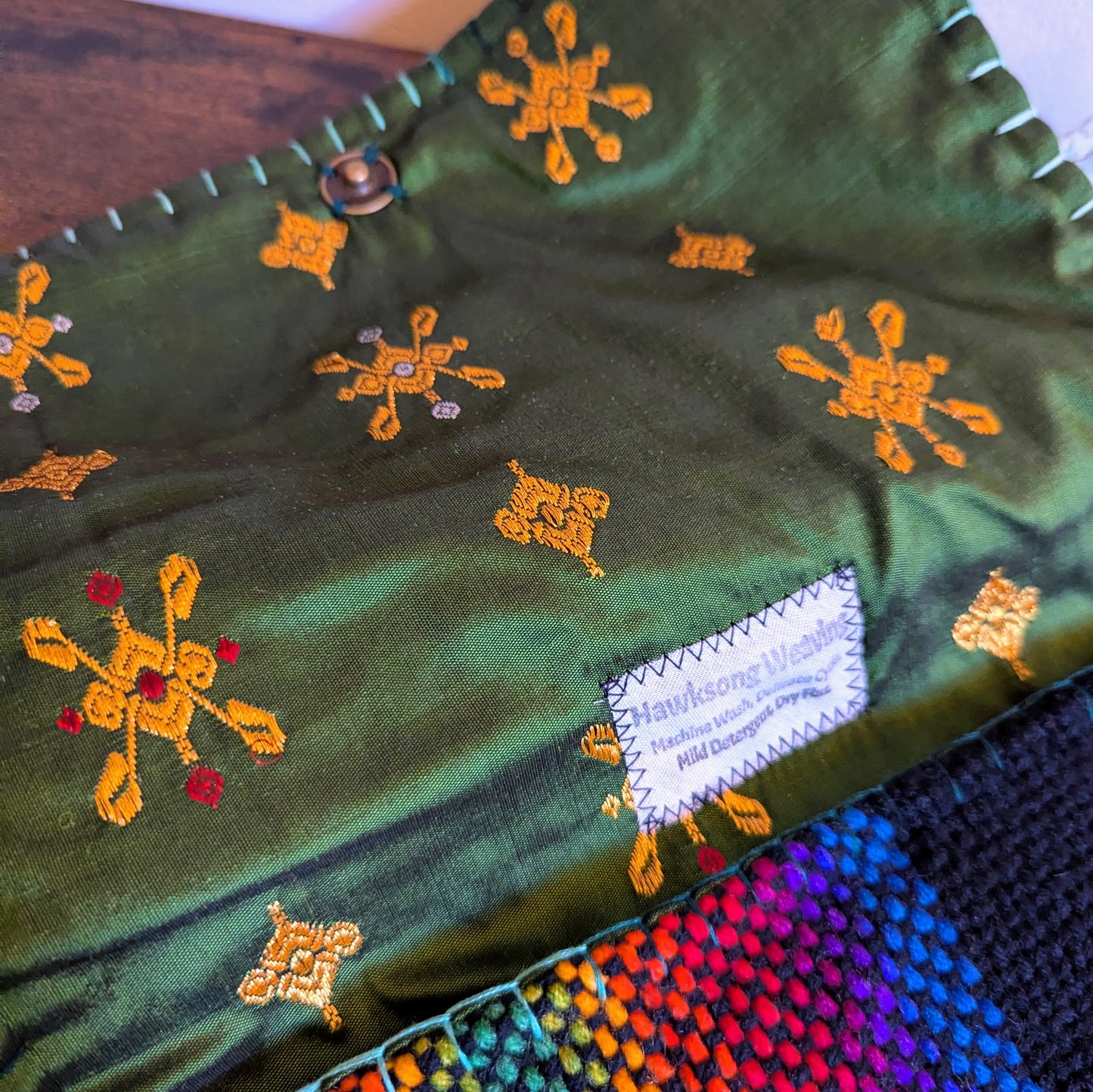 Rainbow Green Silk Handwoven Handbag