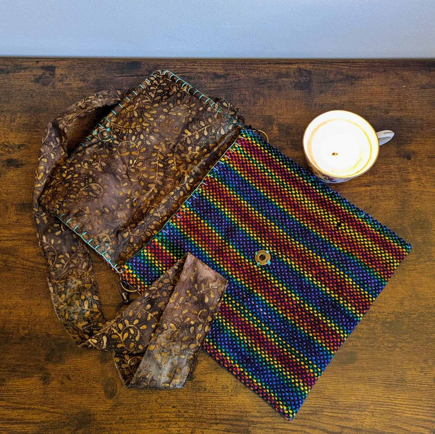 Rainbow Batik Brown Handwoven Handbag