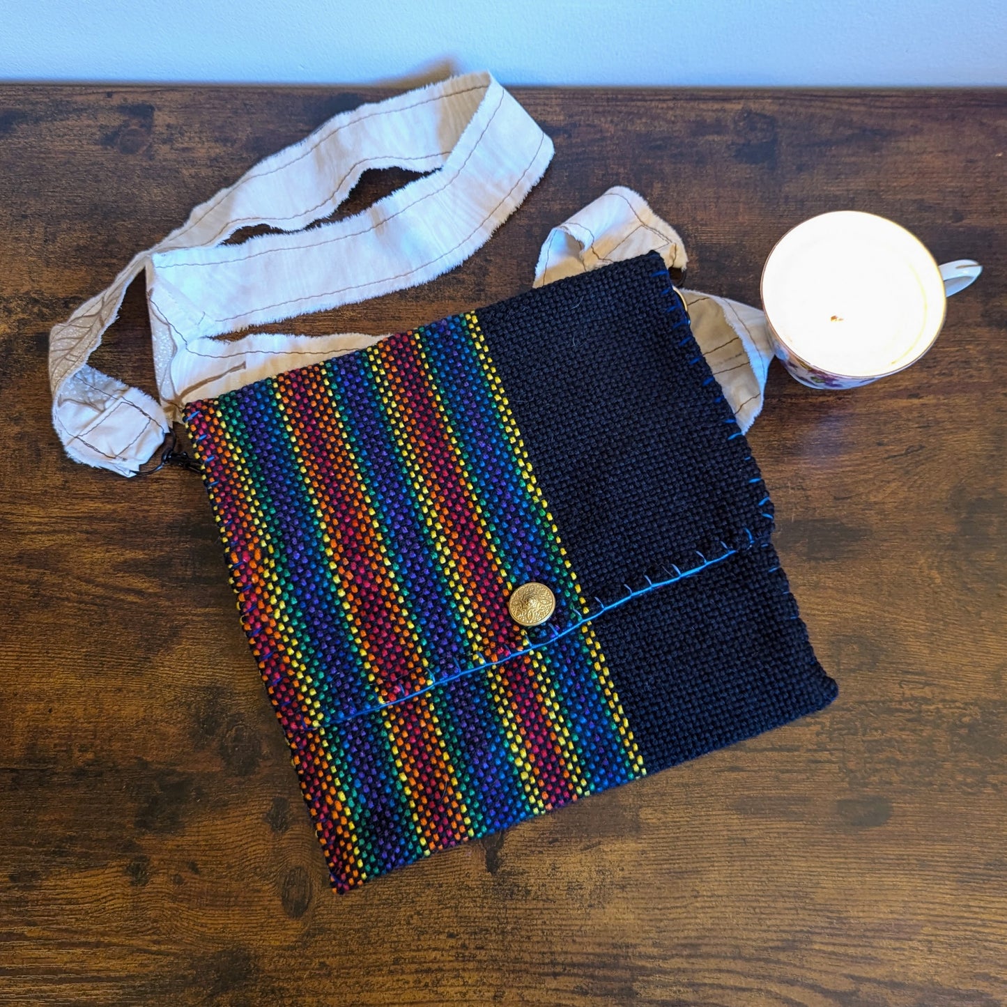 Rainbow Brass Shield Handwoven Handbag