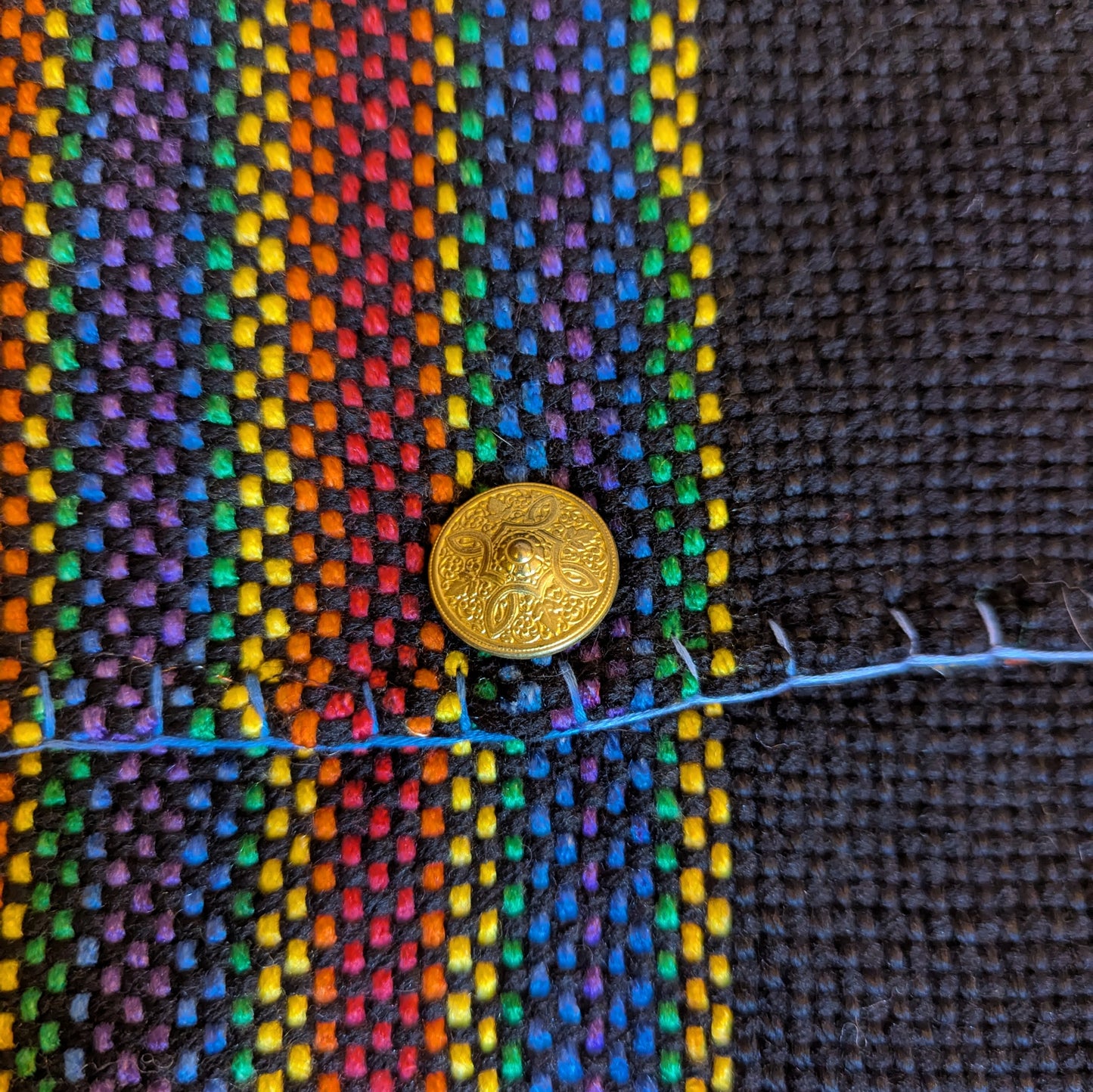 Rainbow Brass Shield Handwoven Handbag