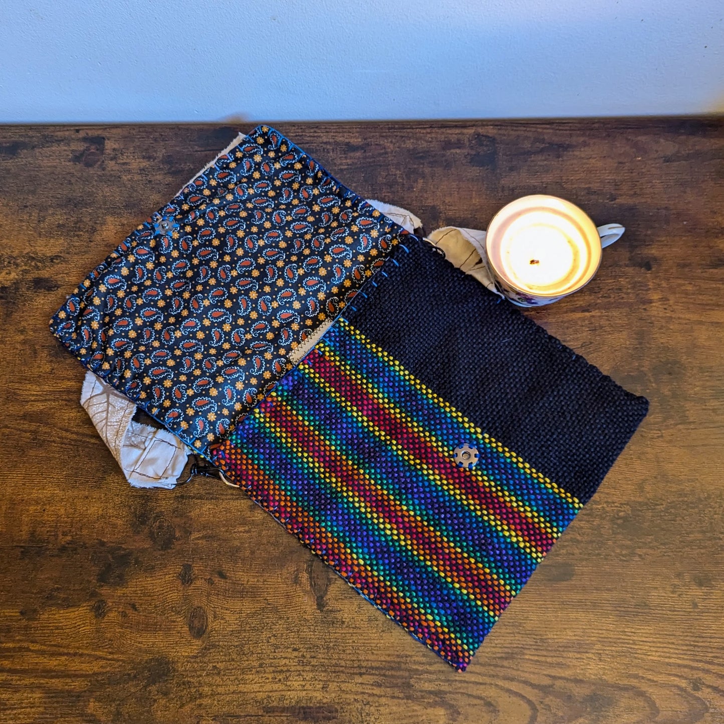 Rainbow Brass Shield Handwoven Handbag