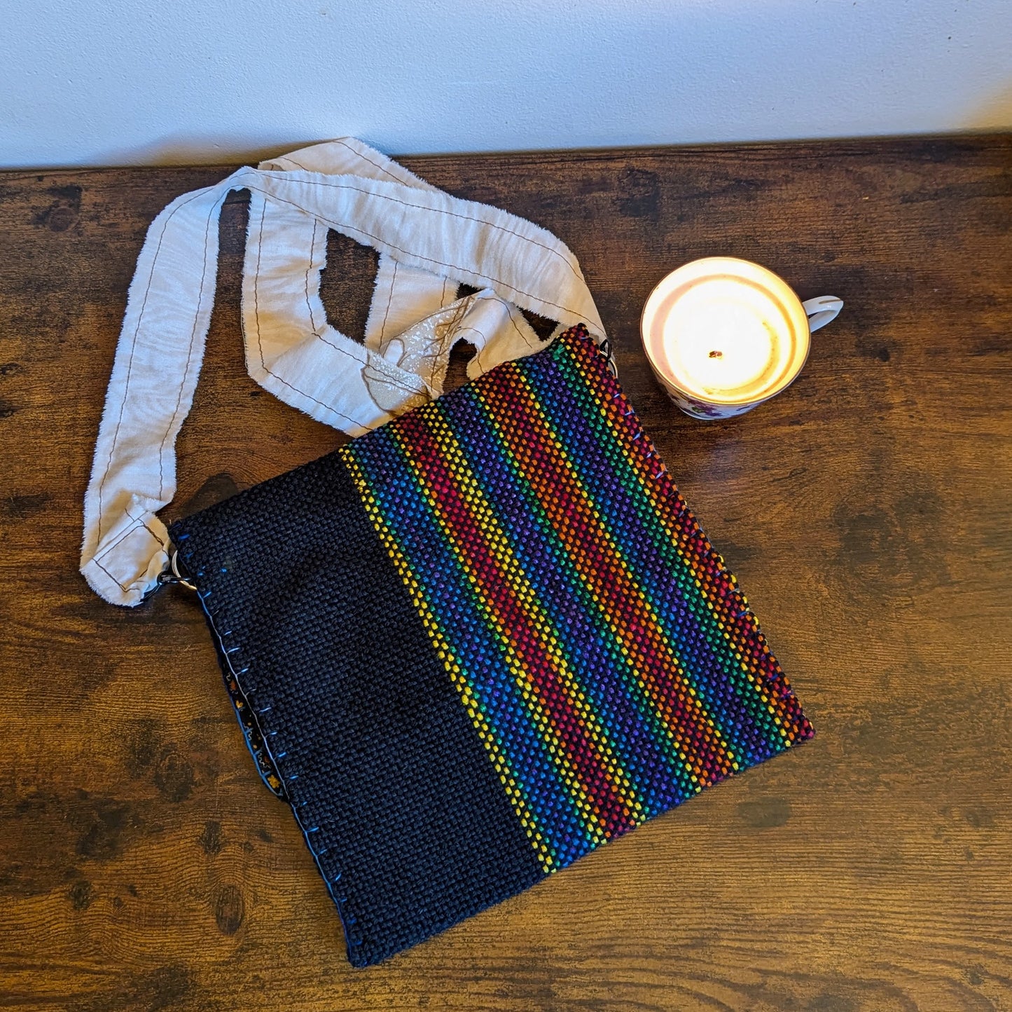 Rainbow Brass Shield Handwoven Handbag