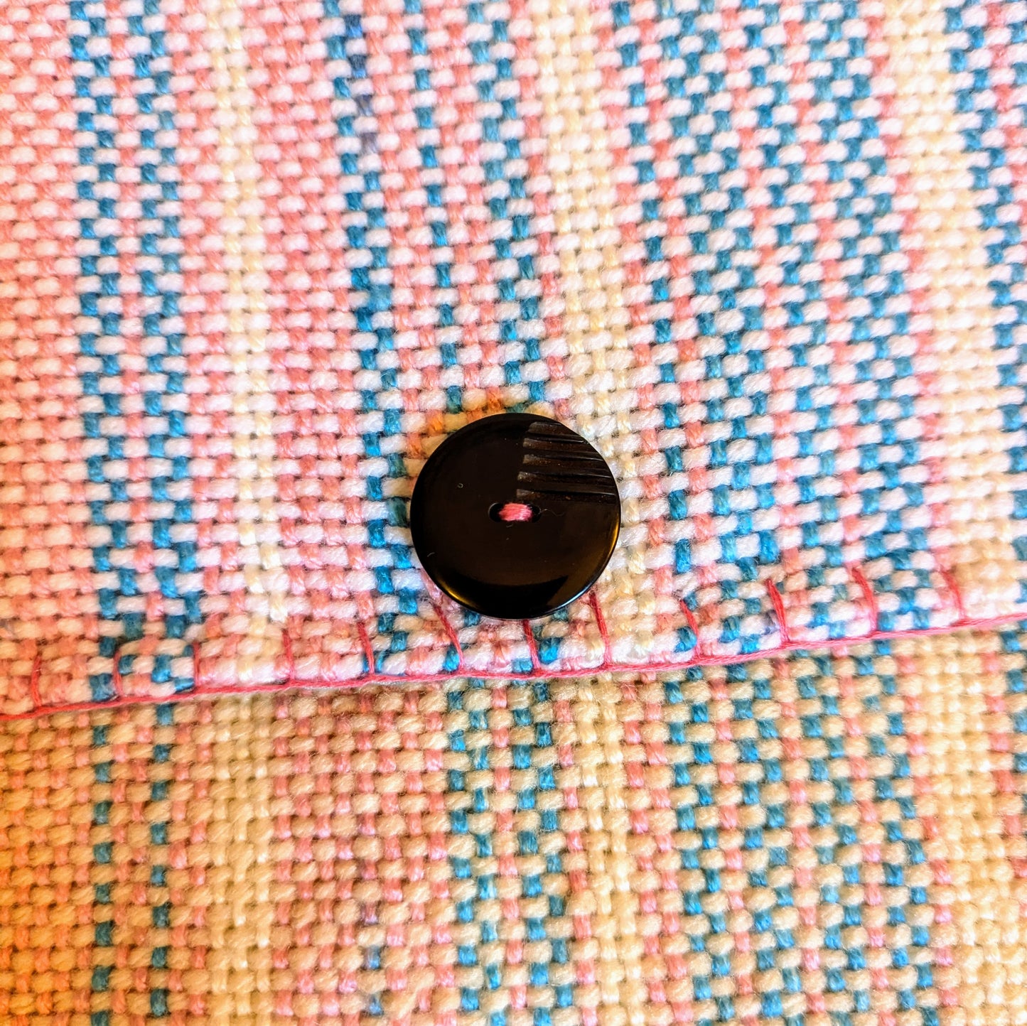 Trans Pride Ebony Stripe Button Handwoven Handbag