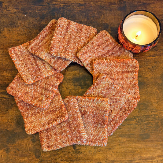 Orange Tweed Handwoven Felted Coasters