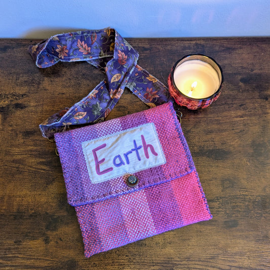 Art Earth Pink and Purple Handwoven Shoulderbag