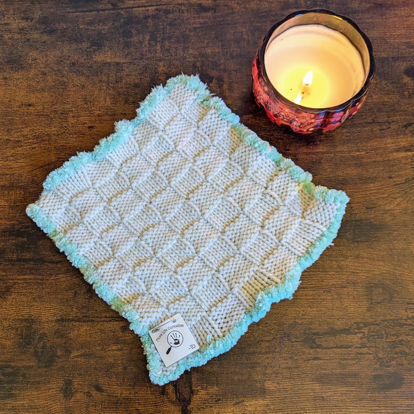Fuzzy Teal Trimmed Washcloth