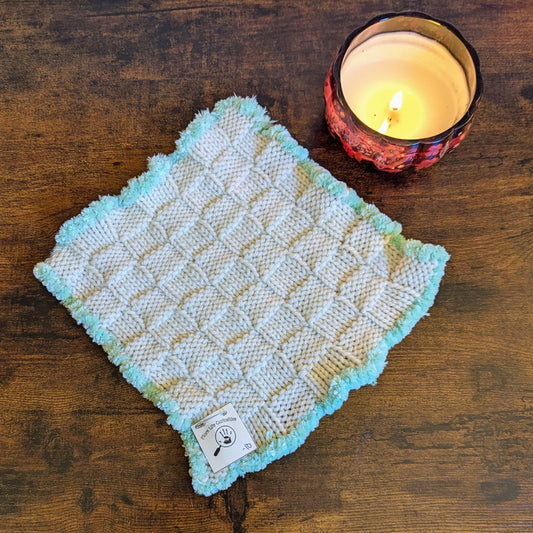 Fuzzy Teal Trimmed Washcloth