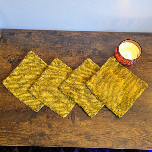 Yellow Aspen Handwoven and Felted Wool Trivets