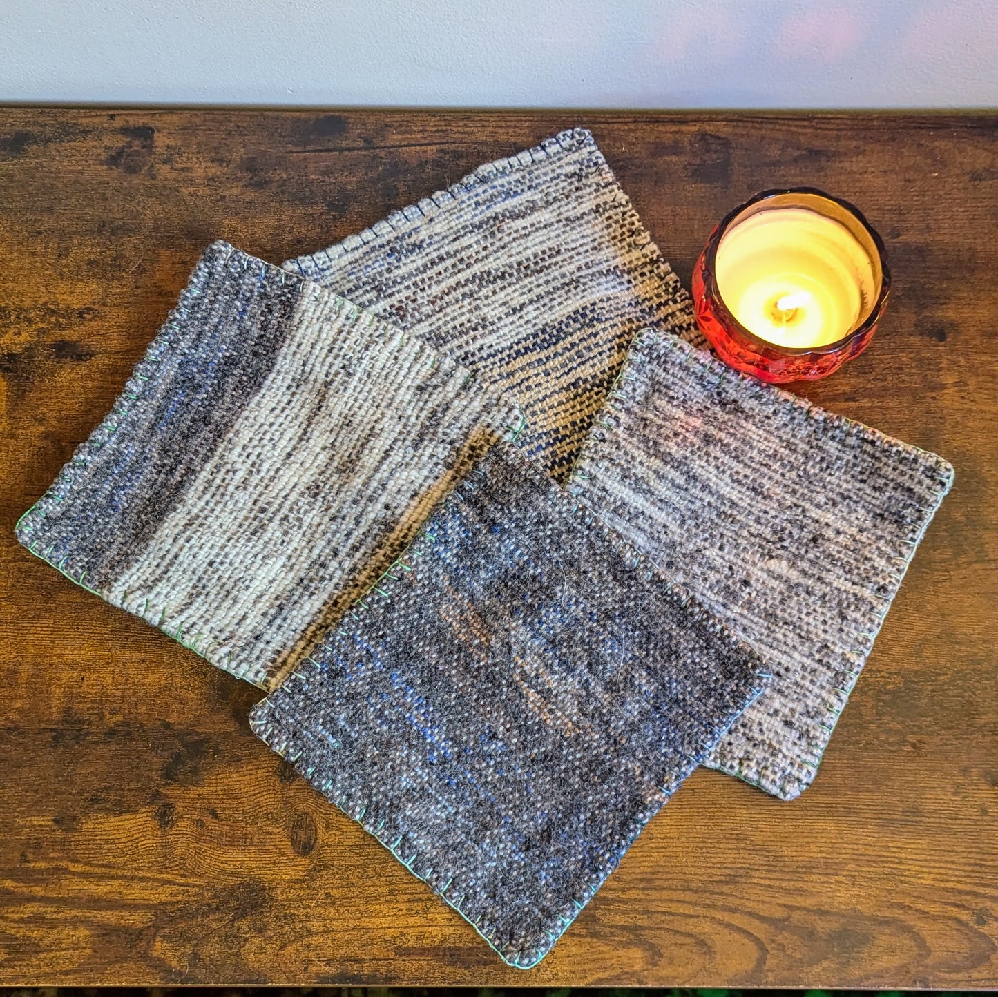 Stone Flecked Handwoven and Felted Wool Trivets
