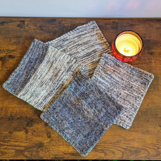 Stone Flecked Handwoven and Felted Wool Trivets