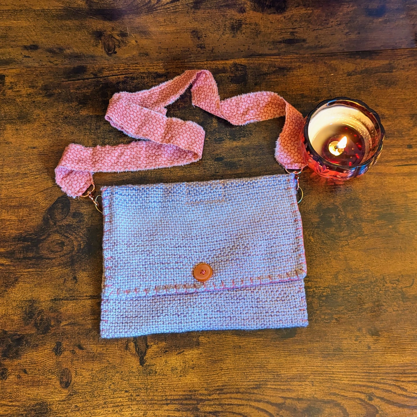 Coral Pink Handwoven Shoulder Bag