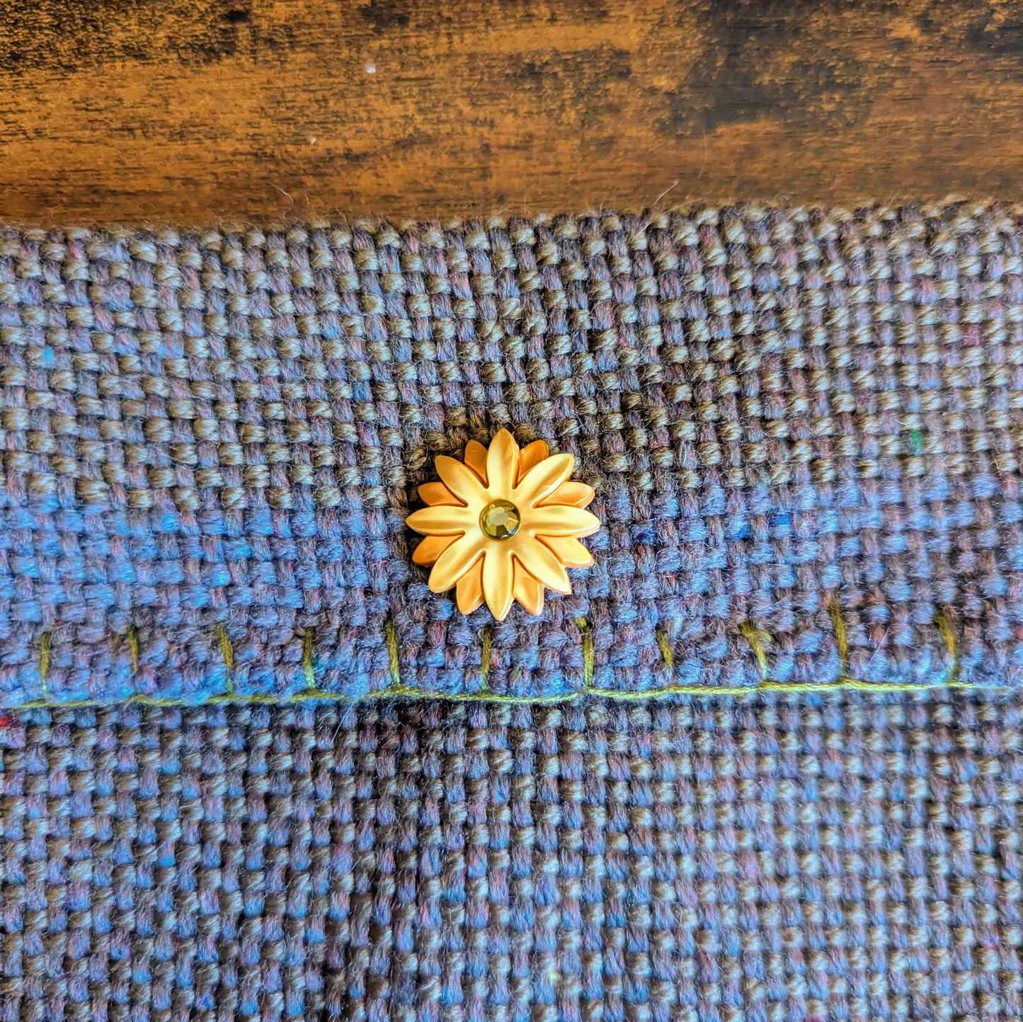Green and Gold Handwoven Storage Pouch