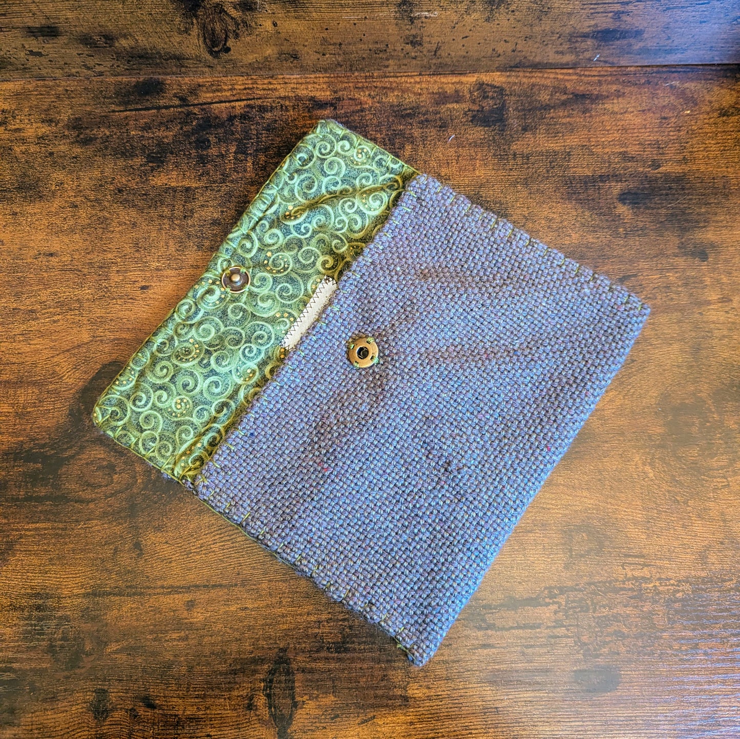 Green and Gold Handwoven Storage Pouch