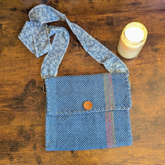 Bernadette Blue Handwoven Shoulder Bag