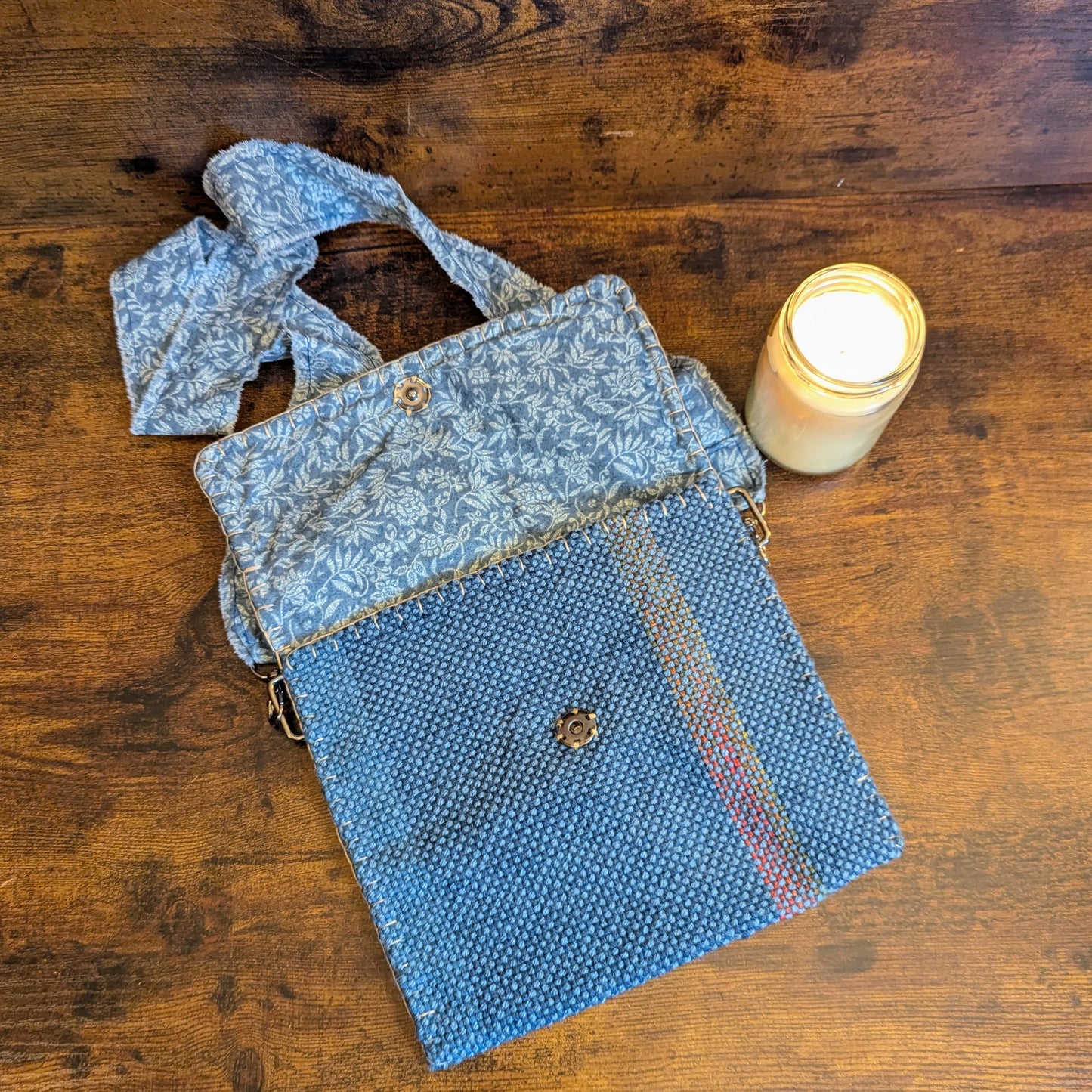 Bernadette Blue Handwoven Shoulder Bag