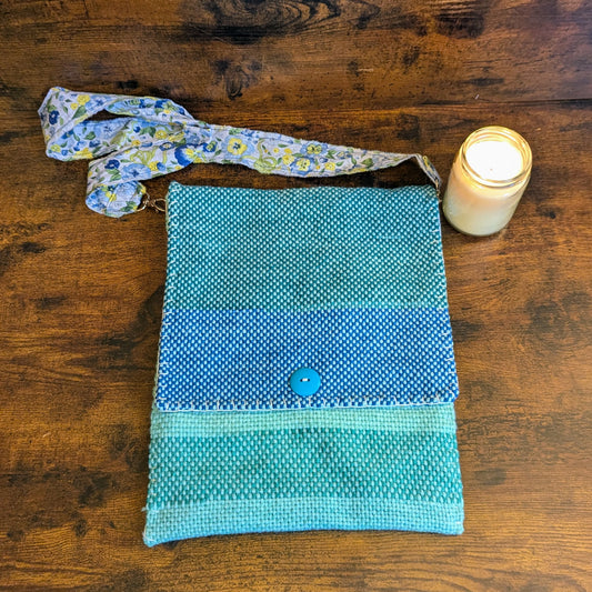 Oceanblue Pansy Handwoven Shoulder Bag