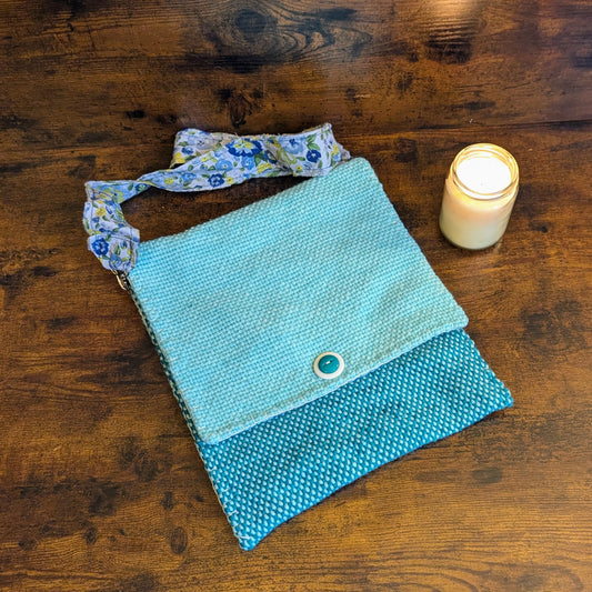 Skyblue Pansy Handwoven Shoulder Bag