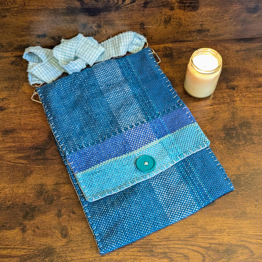 Ocean Blue Picnic Handwoven Shoulder Bag