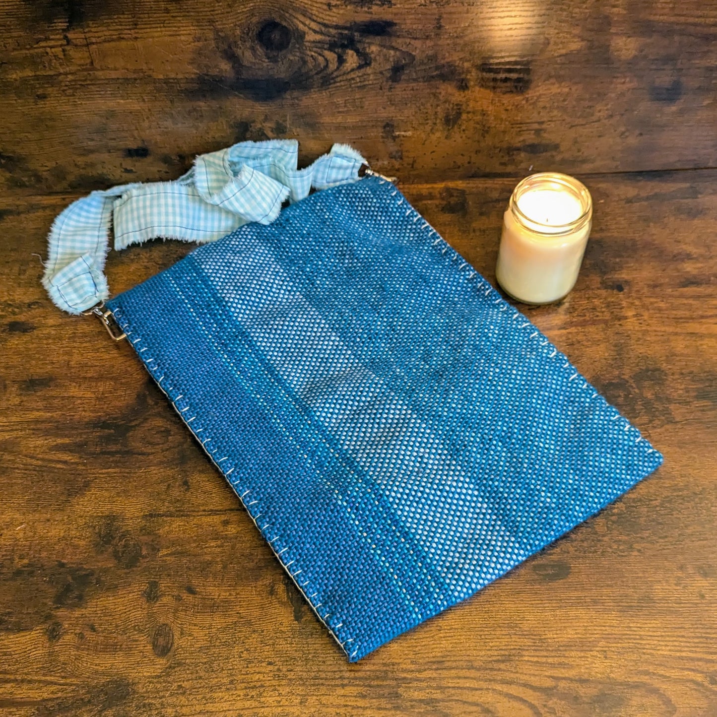 Ocean Blue Picnic Handwoven Shoulder Bag