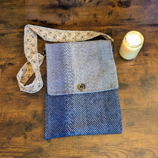 Blue-grey Iris Handwoven Shoulder Bag
