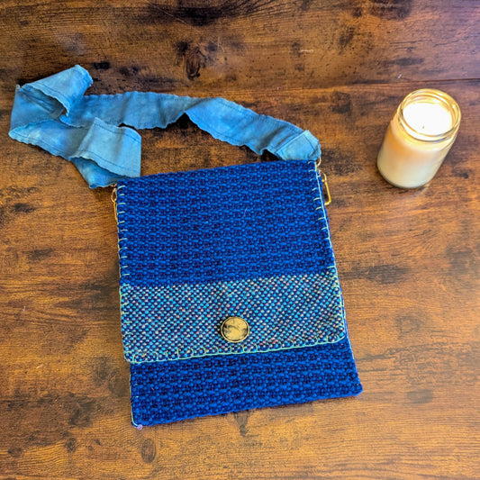 Overlapping Blues Handwoven Shoulderbag