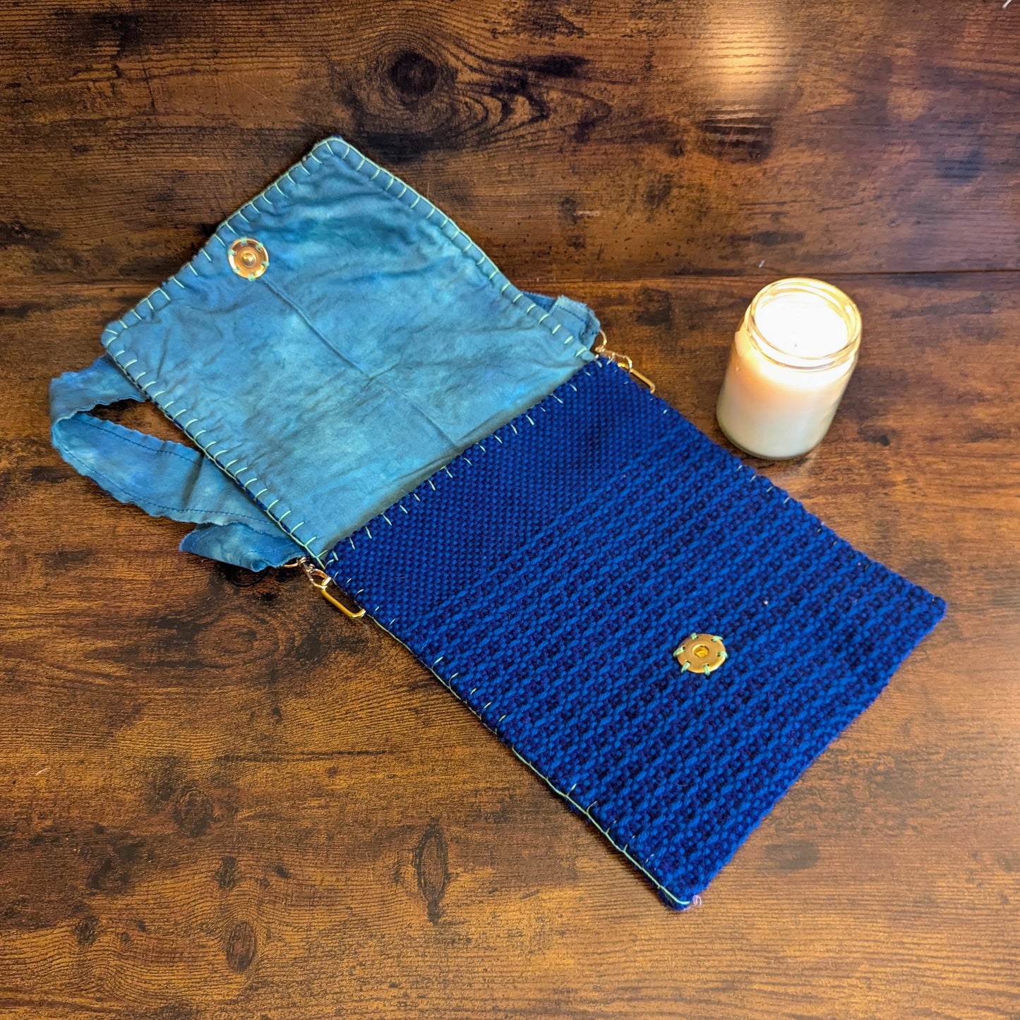 Overlapping Blues Handwoven Shoulderbag