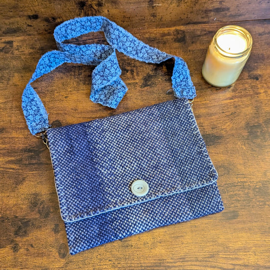 Blue and Grey Ivy Handwoven Shoulder Bag