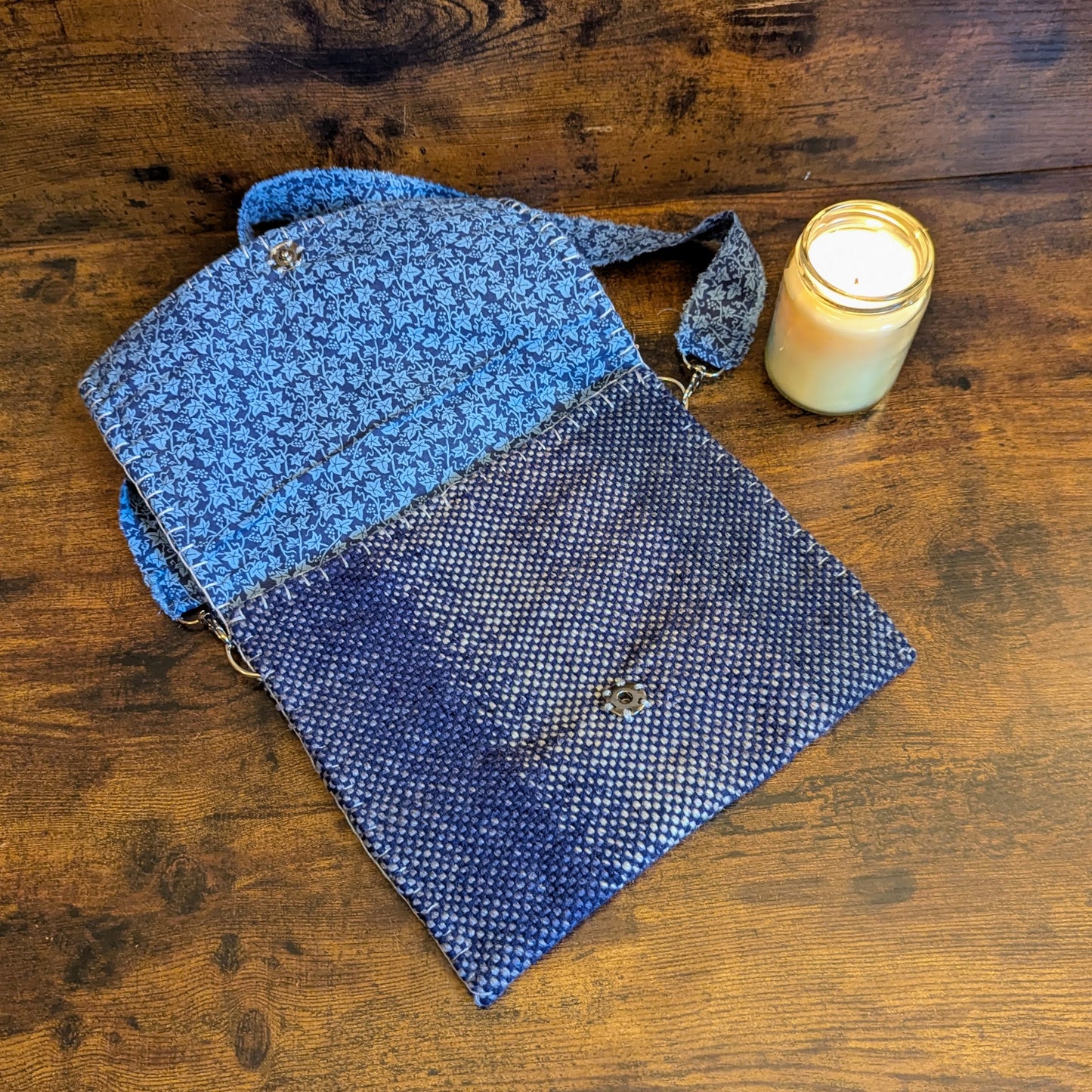 Blue and Grey Ivy Handwoven Shoulder Bag