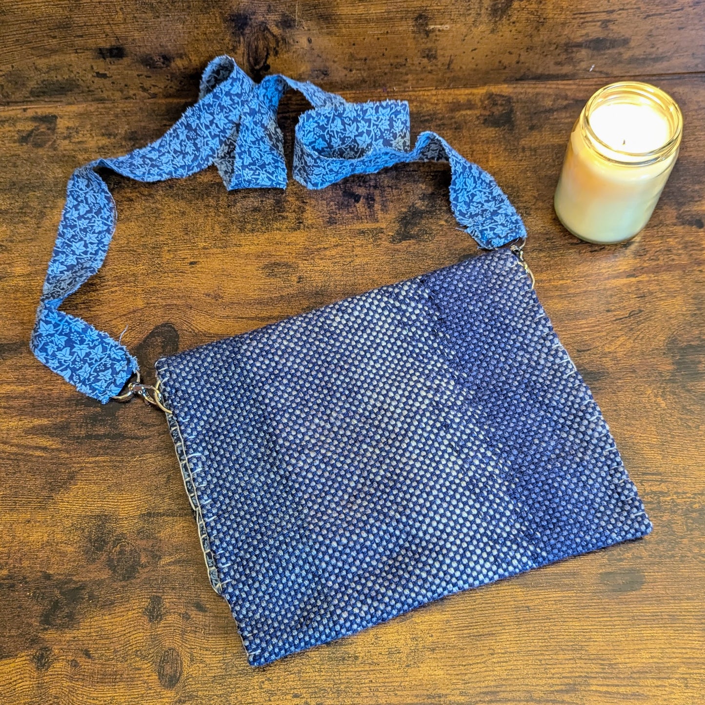 Blue and Grey Ivy Handwoven Shoulder Bag