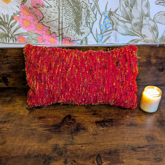 Firebird Scarlet Handwoven Throw Pillow