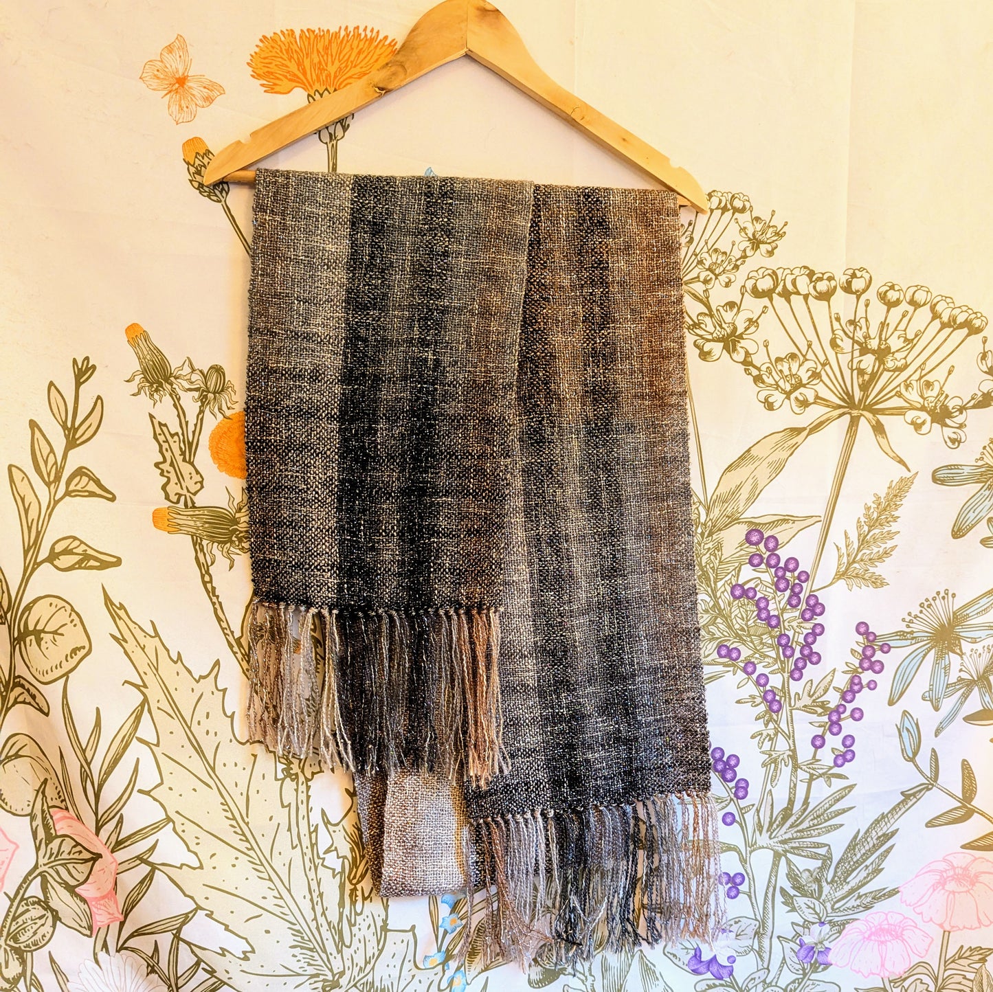 Burnt Umber and Ash Handwoven Hypoallergenic Sparkle Scarf