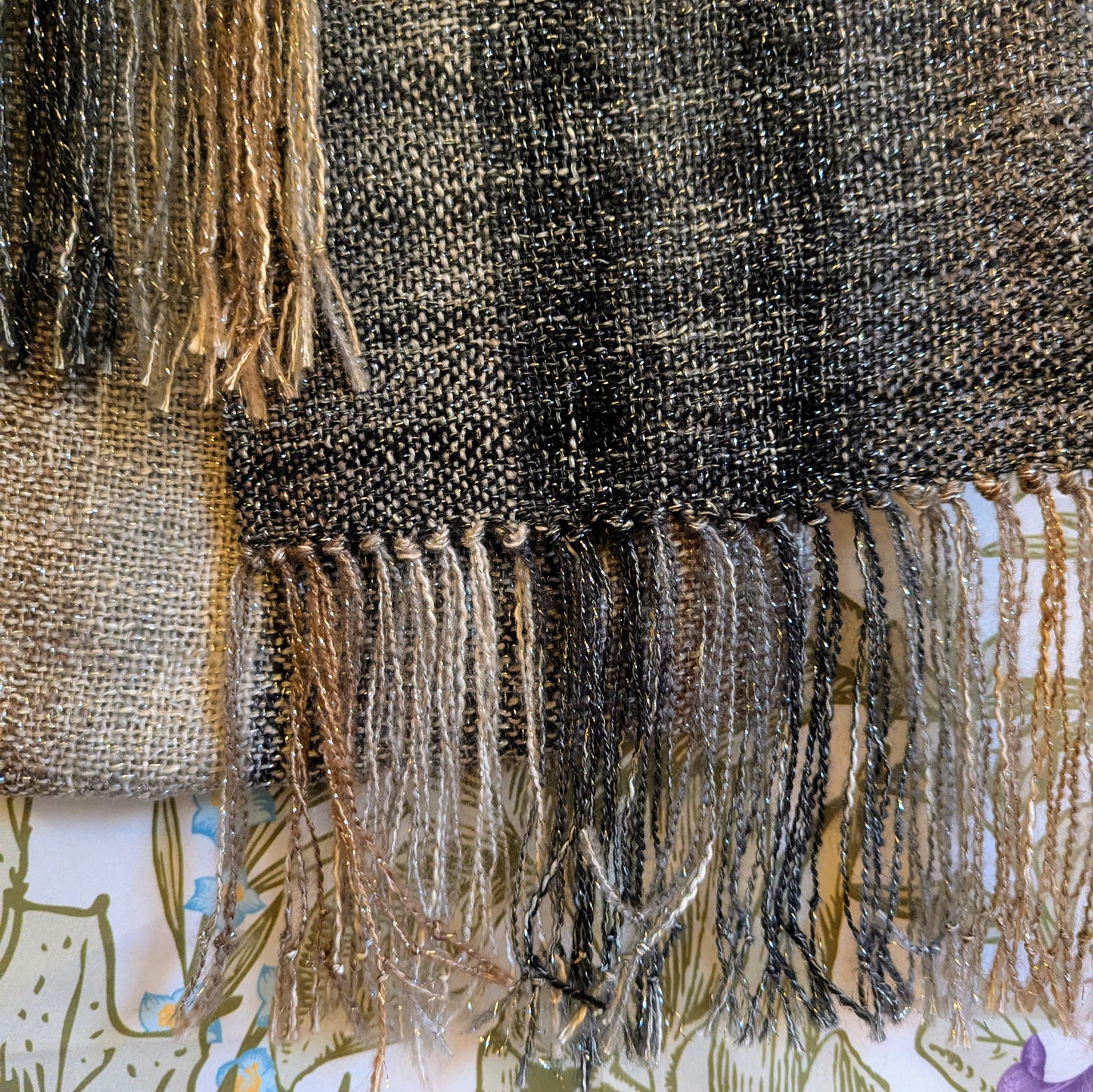 Burnt Umber and Ash Handwoven Hypoallergenic Sparkle Scarf