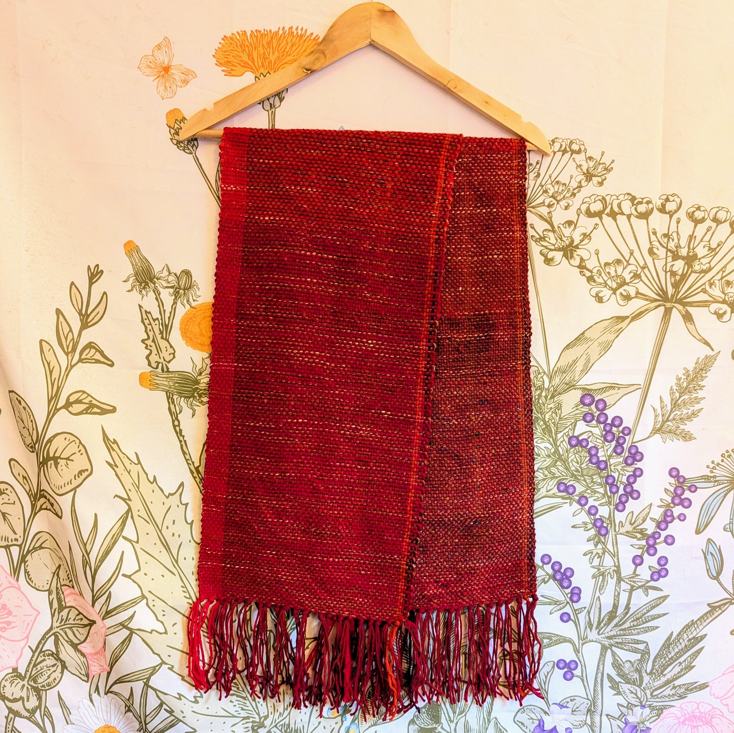 Phoenix Rising Handwoven Wool Scarf (Featuring yarn From KittyCat Spins)