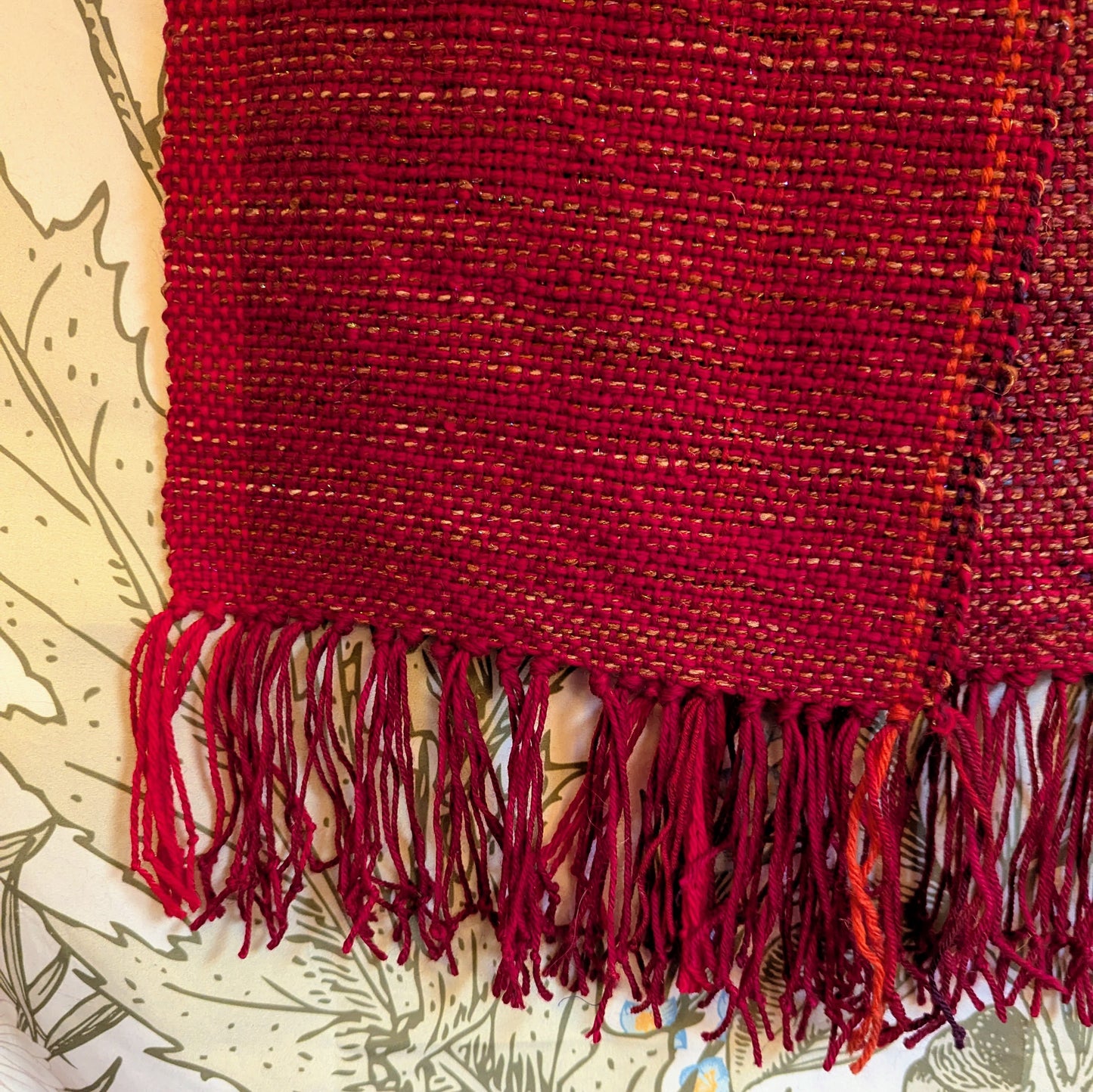Phoenix Rising Handwoven Wool Scarf (Featuring yarn From KittyCat Spins)