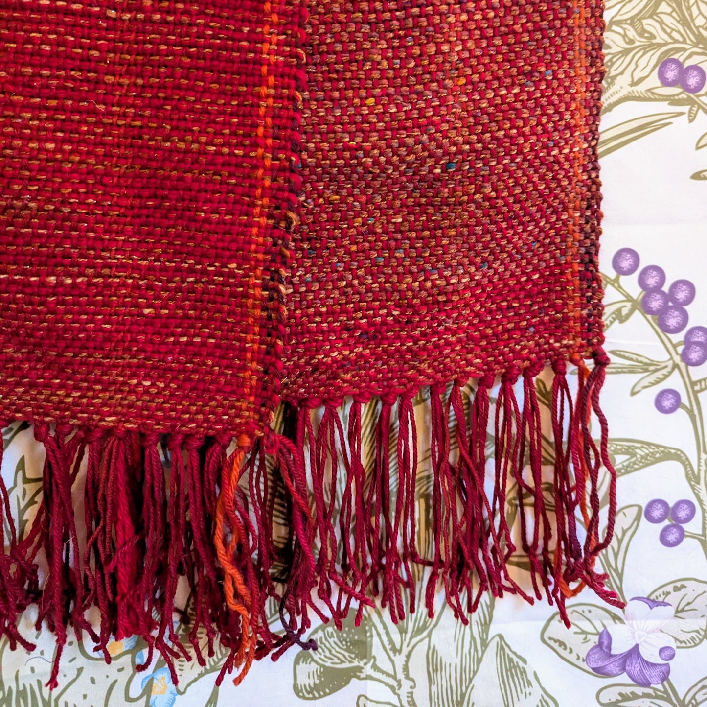 Phoenix Rising Handwoven Wool Scarf (Featuring yarn From KittyCat Spins)