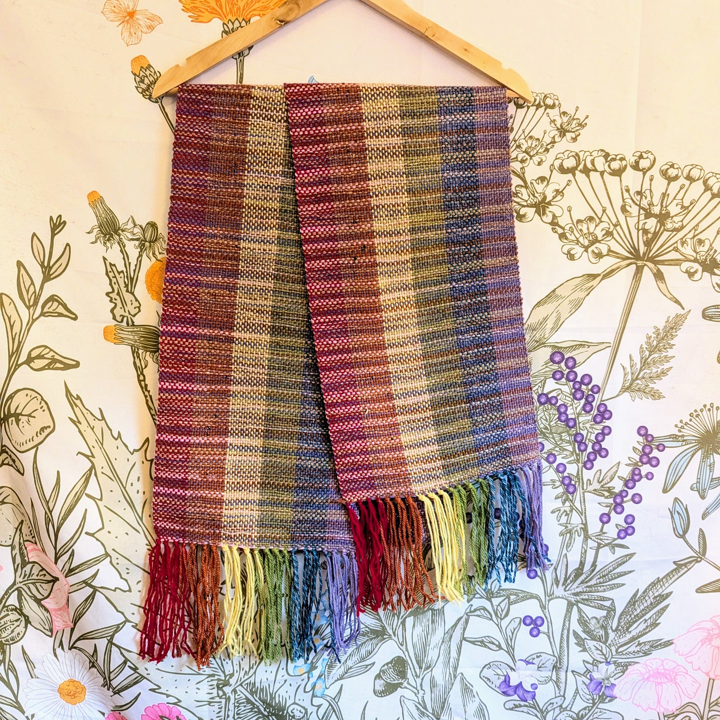 Rainbow Landscape Handwoven Merino Blend Scarf