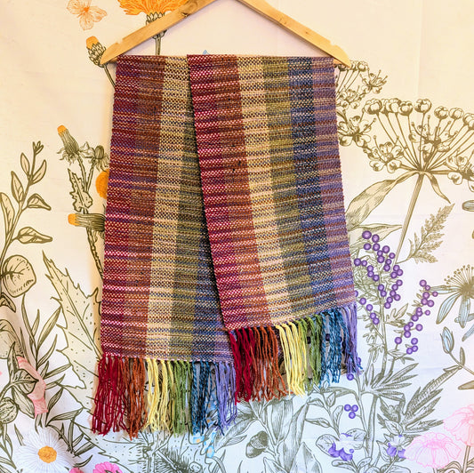 Rainbow Landscape Handwoven Merino Blend Scarf