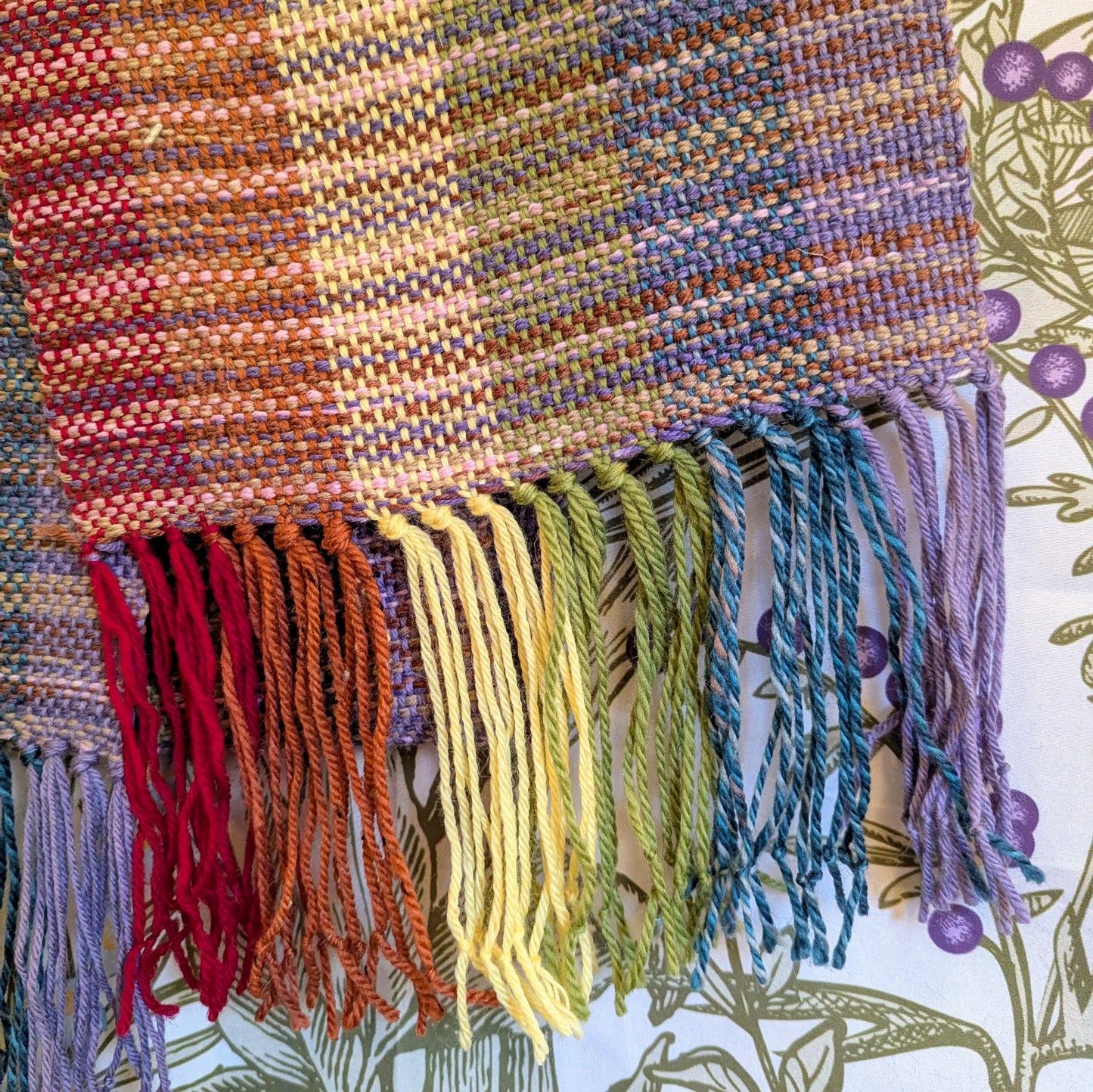 Rainbow Landscape Handwoven Merino Blend Scarf