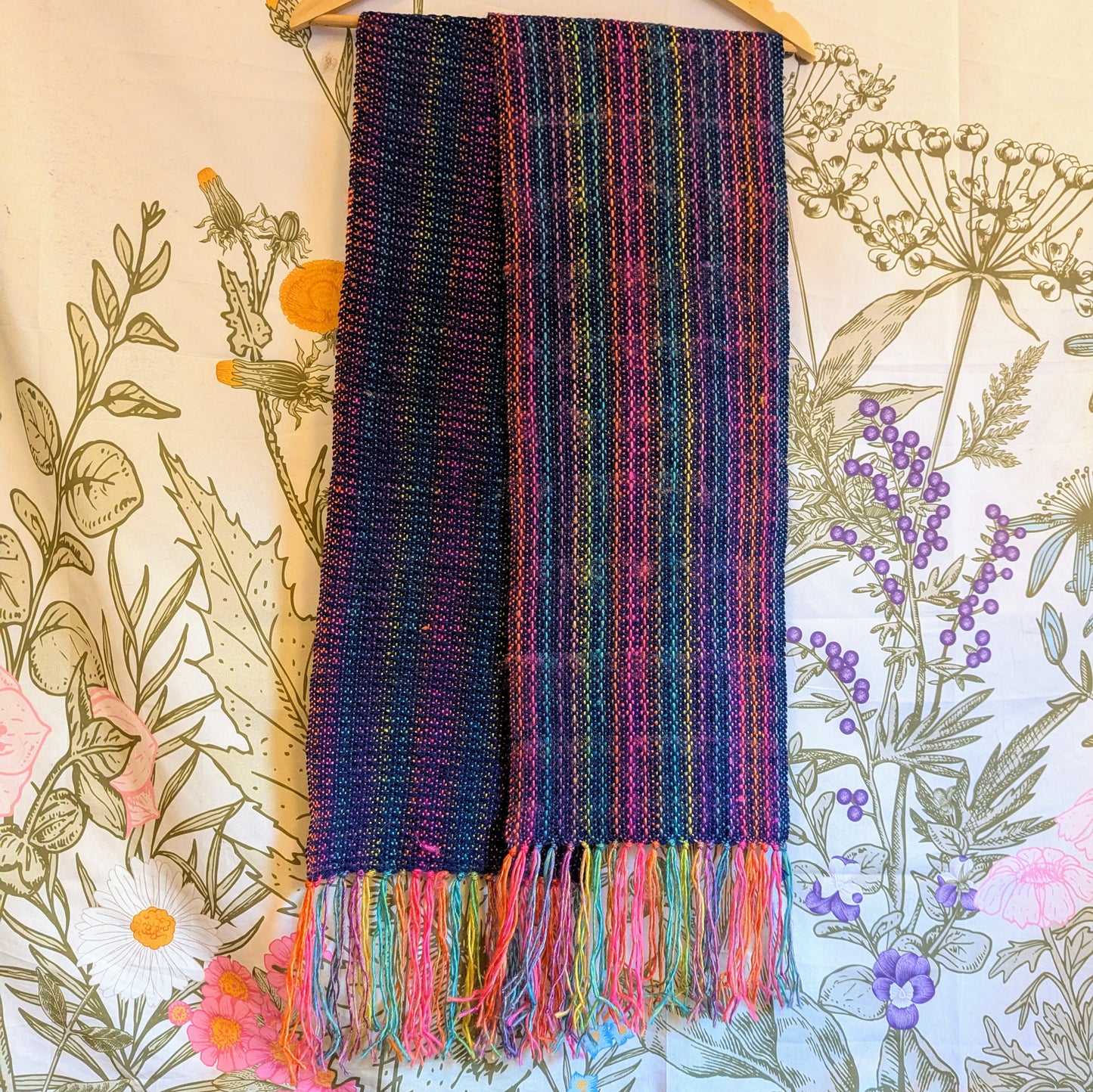 Hints of Rainbow Handwoven Merino Blend Scarf