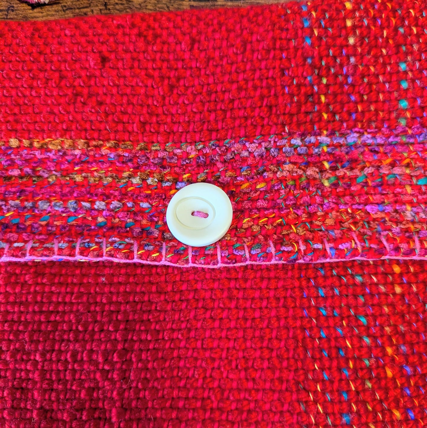 Fire Opal Vintage Red Calico Handwoven Shoulder Bag