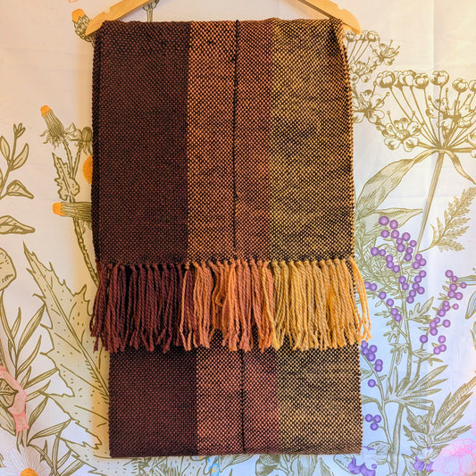 Wide Autumnal Handwoven Vintage Finnish Wool Scarf