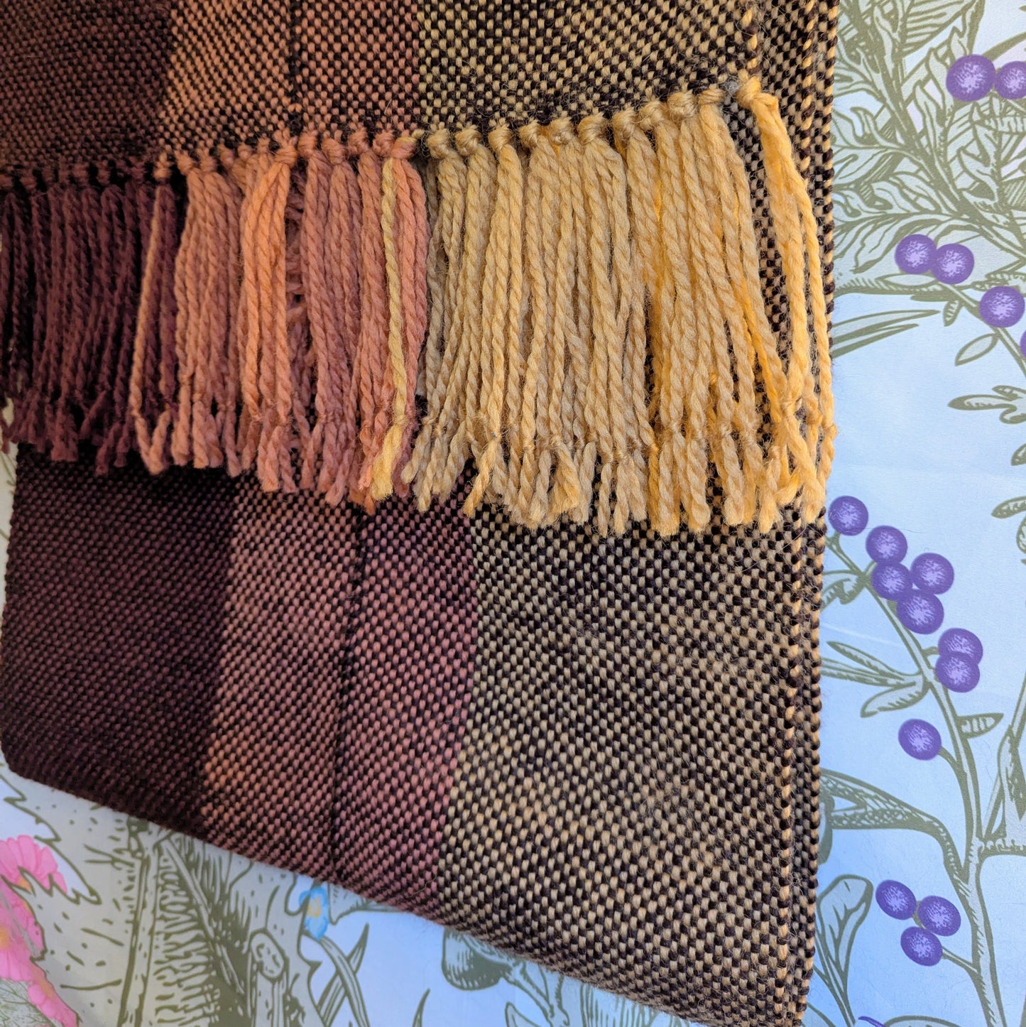 Wide Autumnal Handwoven Vintage Finnish Wool Scarf