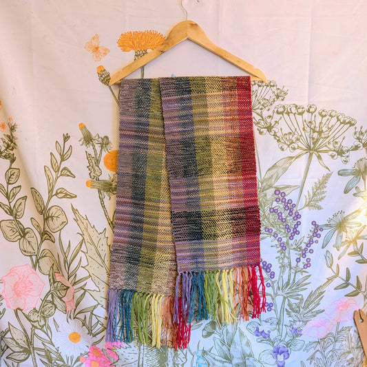 Rainbow Canyon Stripes Handwoven Merino Blend Scarf
