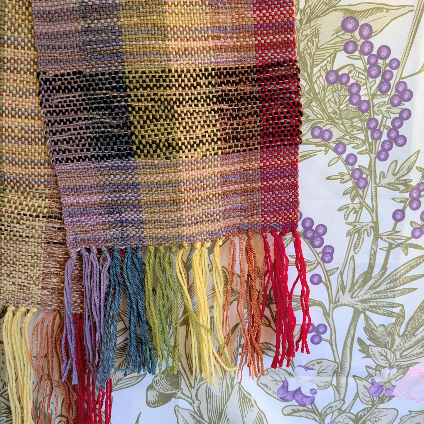 Rainbow Canyon Stripes Handwoven Merino Blend Scarf