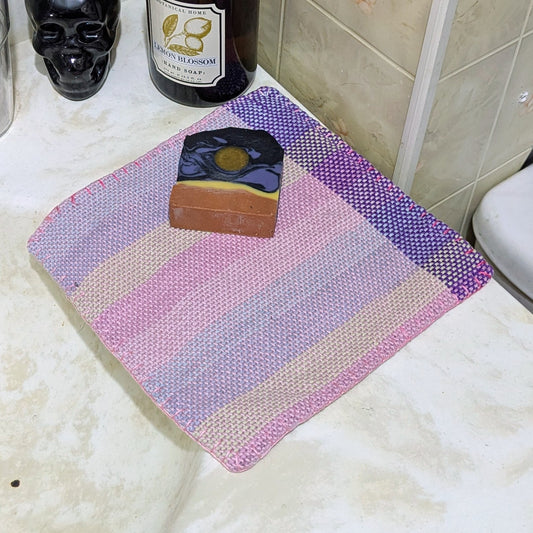 Softly Sudsing Handwoven Purple Stripe Cotton-blend Wash Cloths