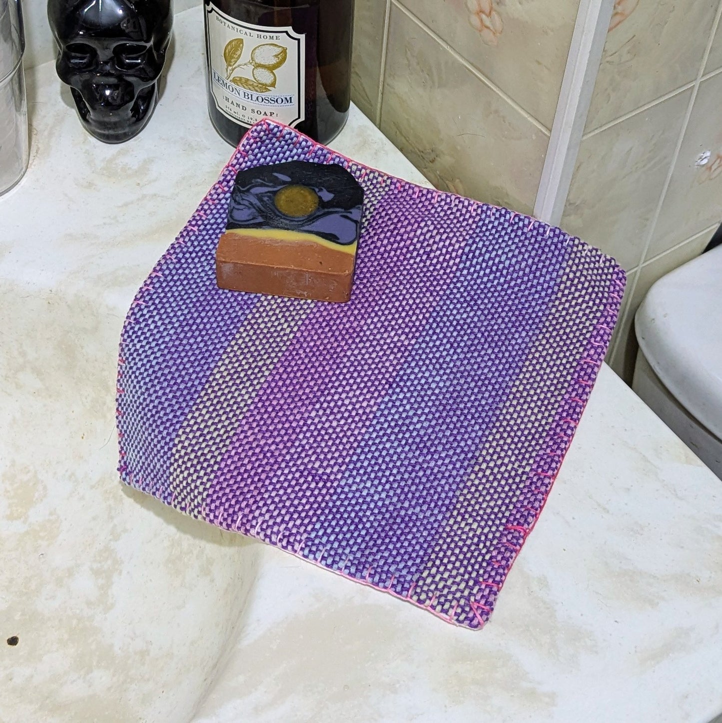 Softly Sudsing Handwoven Purple Cotton-blend Wash Cloths