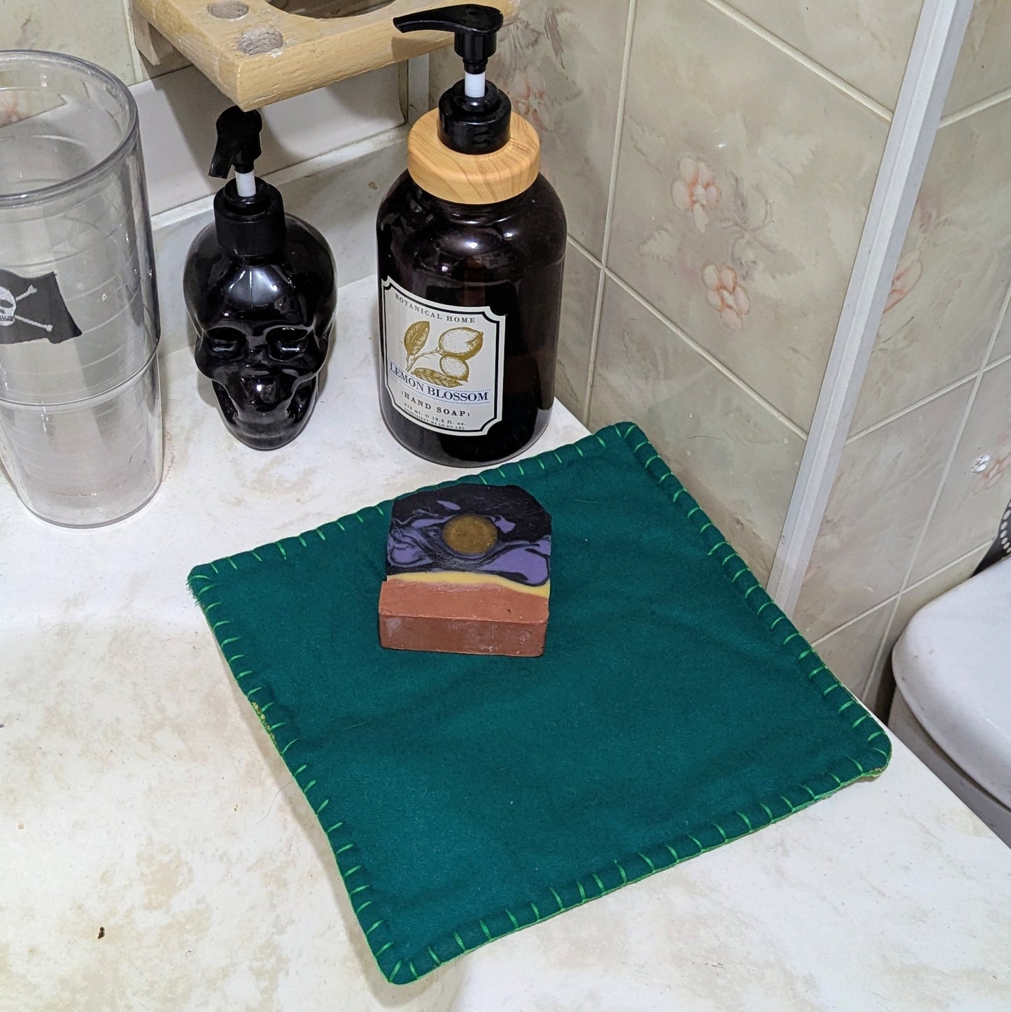 Softly Sudsing Handwoven Orchard Green Cotton-blend Wash Cloths