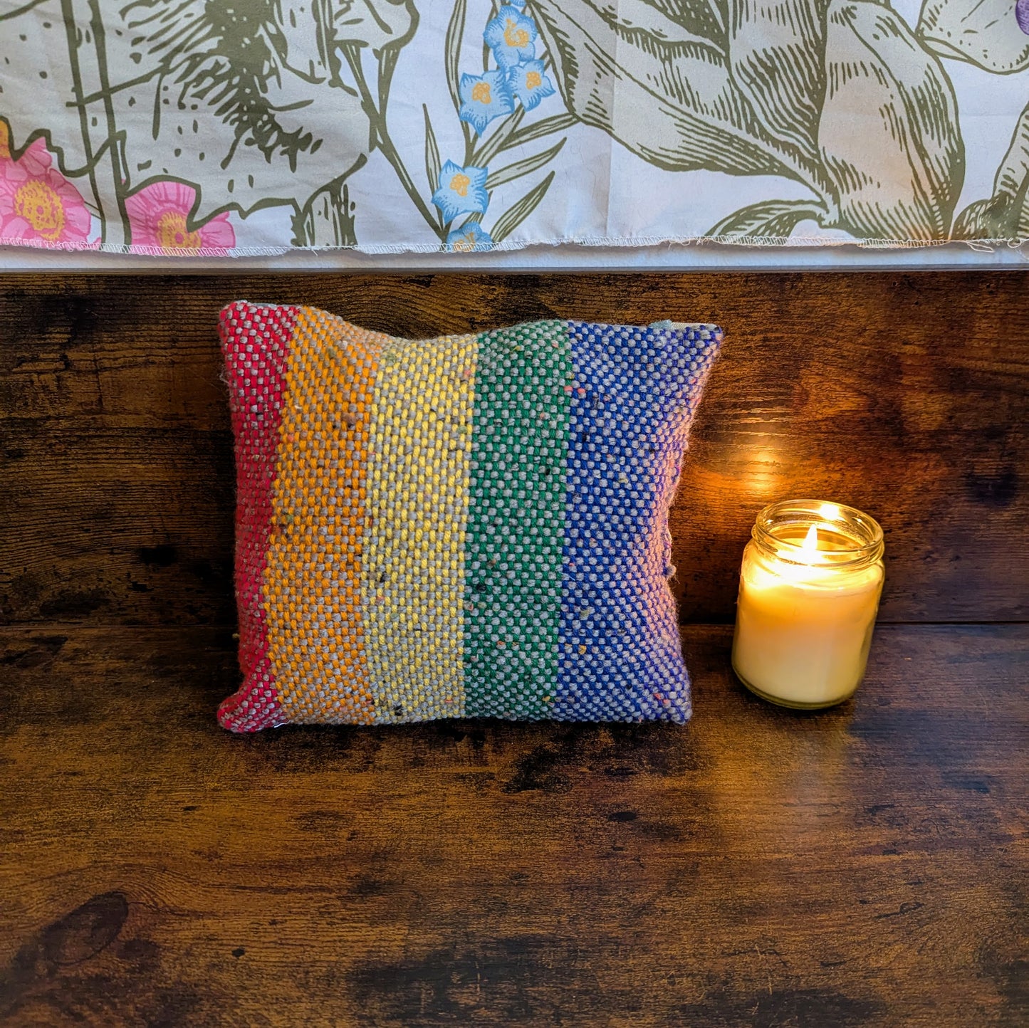 Silver Velour Backed Rainbow 8x9 Throw Pillow
