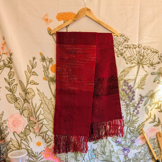 Red Patchwork Handwoven Hypoallergenic Scarf